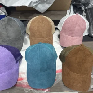 Blank Suede Mesh Trucker Hat for Laser Engraving & Patches - Adjustable Hook and Loop Closure Vintage Baseball Cap