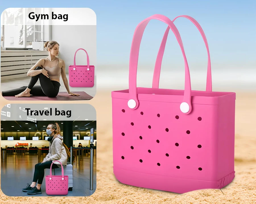 BlankifyCraft EVA beach tote bag styled as a city market tote — urban lifestyle look beyond the beach