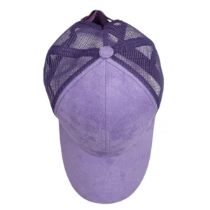 BlankifyCraft blank purple suede mesh trucker hat with hook and loop closure for laser engraving